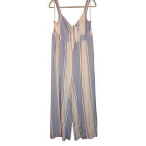 LOFT Blue and White Striped Jumpsuit XL